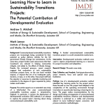 Learning How to Learn in Sustainability Transitions Projects: The Potential Contribution of Developmental Evaluation