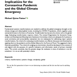 Evaluation Criteria for Evaluating Transformation: Implications for the Coronavirus Pandemic and the Global Climate Emergency